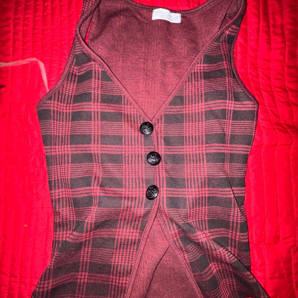 Plaid Red and Black Women's Vest